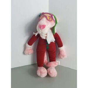 Vintage 1999 Pink Panther Christmas Plush Holiday Pajamas Ski Goggles Animal